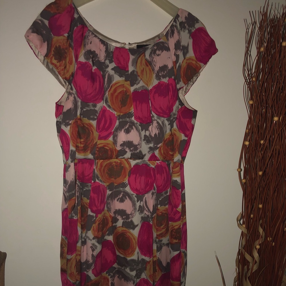 Floral Round neck satin dress